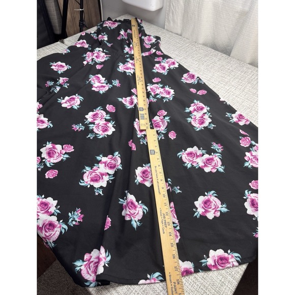 Torrid Black Pink Floral Chiffon Overlay Lined Sleeveless A-Line Dress Size 16 - Picture 10 of 15